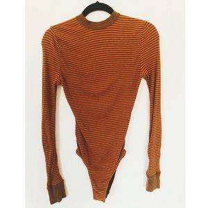 Long Sleeve Striped BodySuit, Thermal T Back